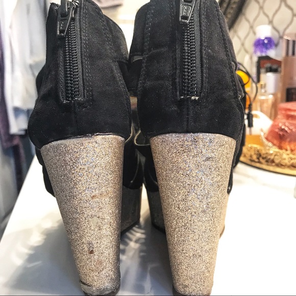 Strappy Glitter Platform Wedges - Picture 2 of 2